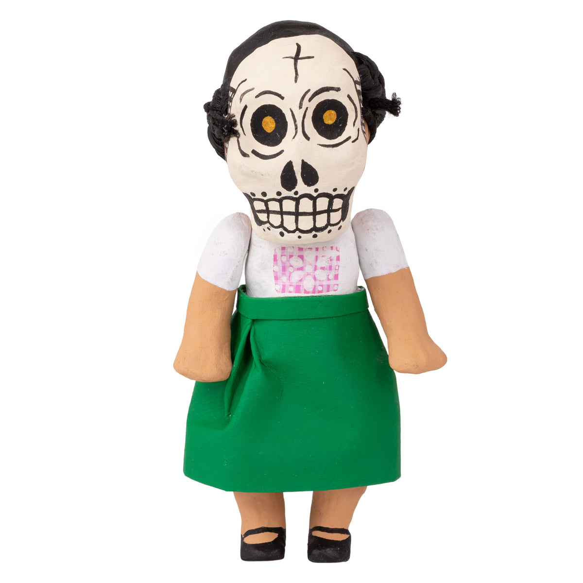 Papier-Mâché Escuincles with Diablitos and Skull Masks Doll Sculptures