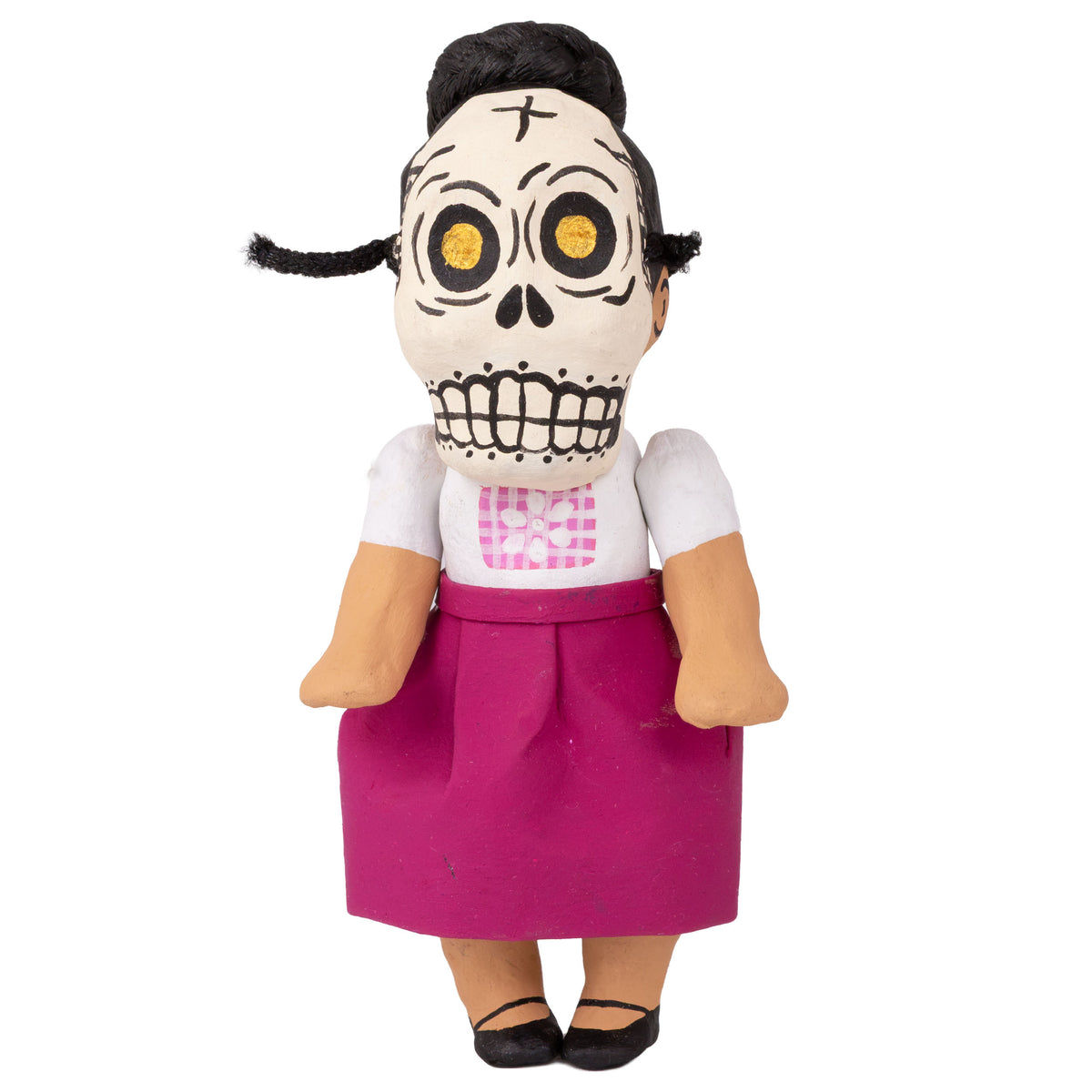 Papier-Mâché Escuincles with Diablitos and Skull Masks Doll Sculptures