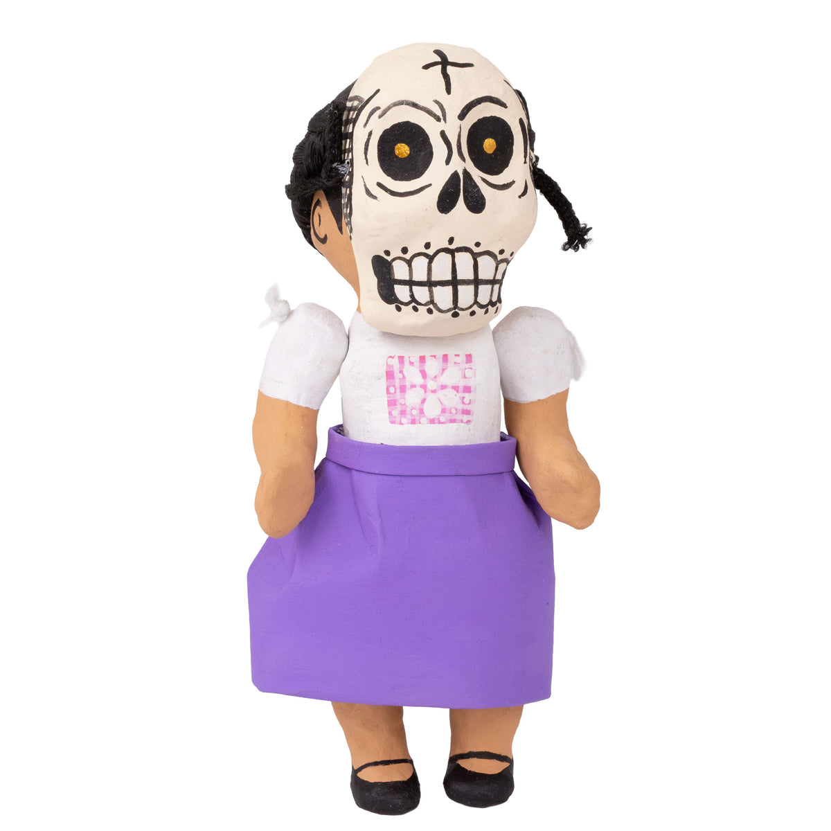 Papier-Mâché Escuincles with Diablitos and Skull Masks Doll Sculptures