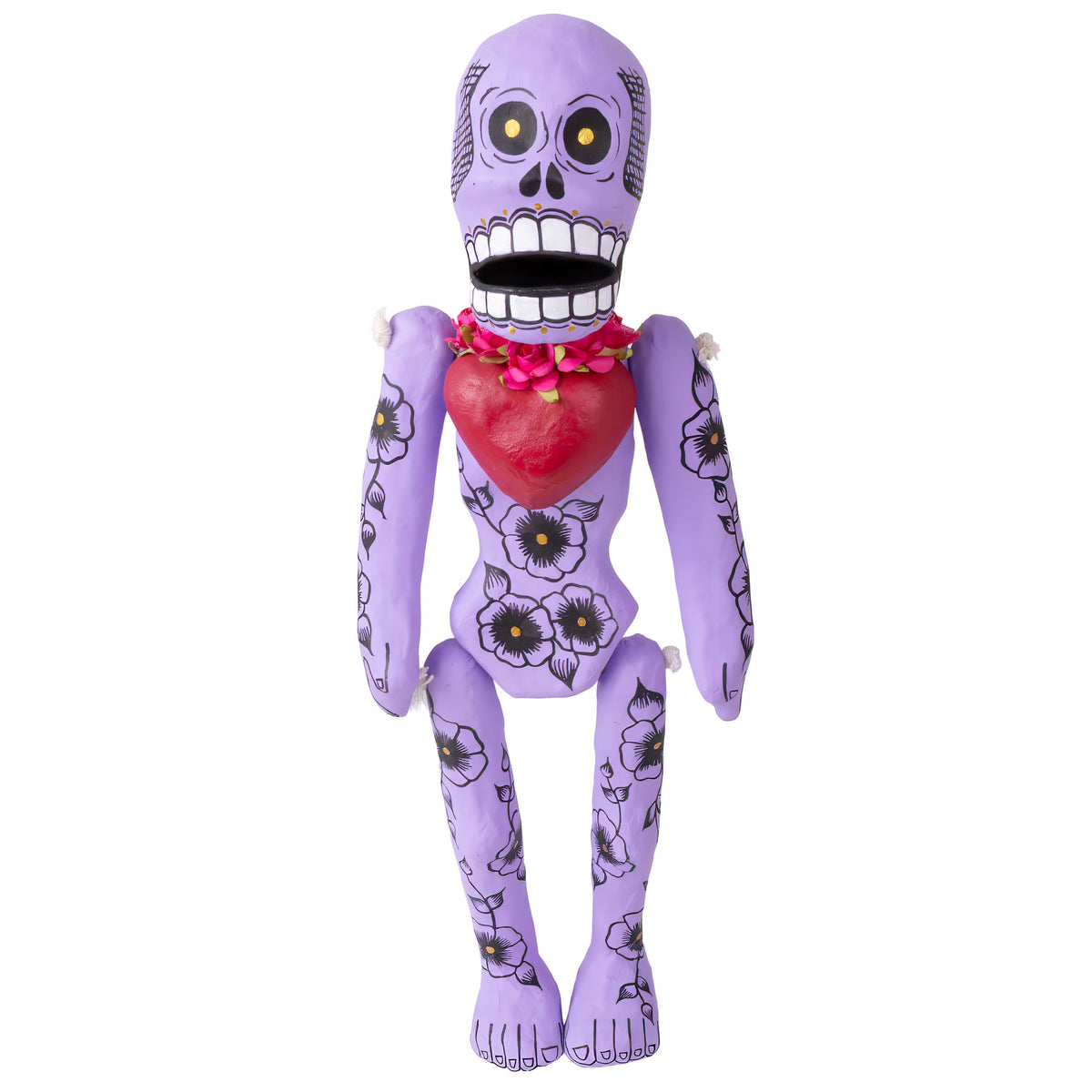 Papier-Mâché Calaca Skeleton with a Heart