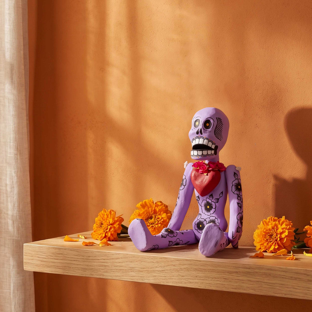 Papier-Mâché Calaca Skeleton with a Heart