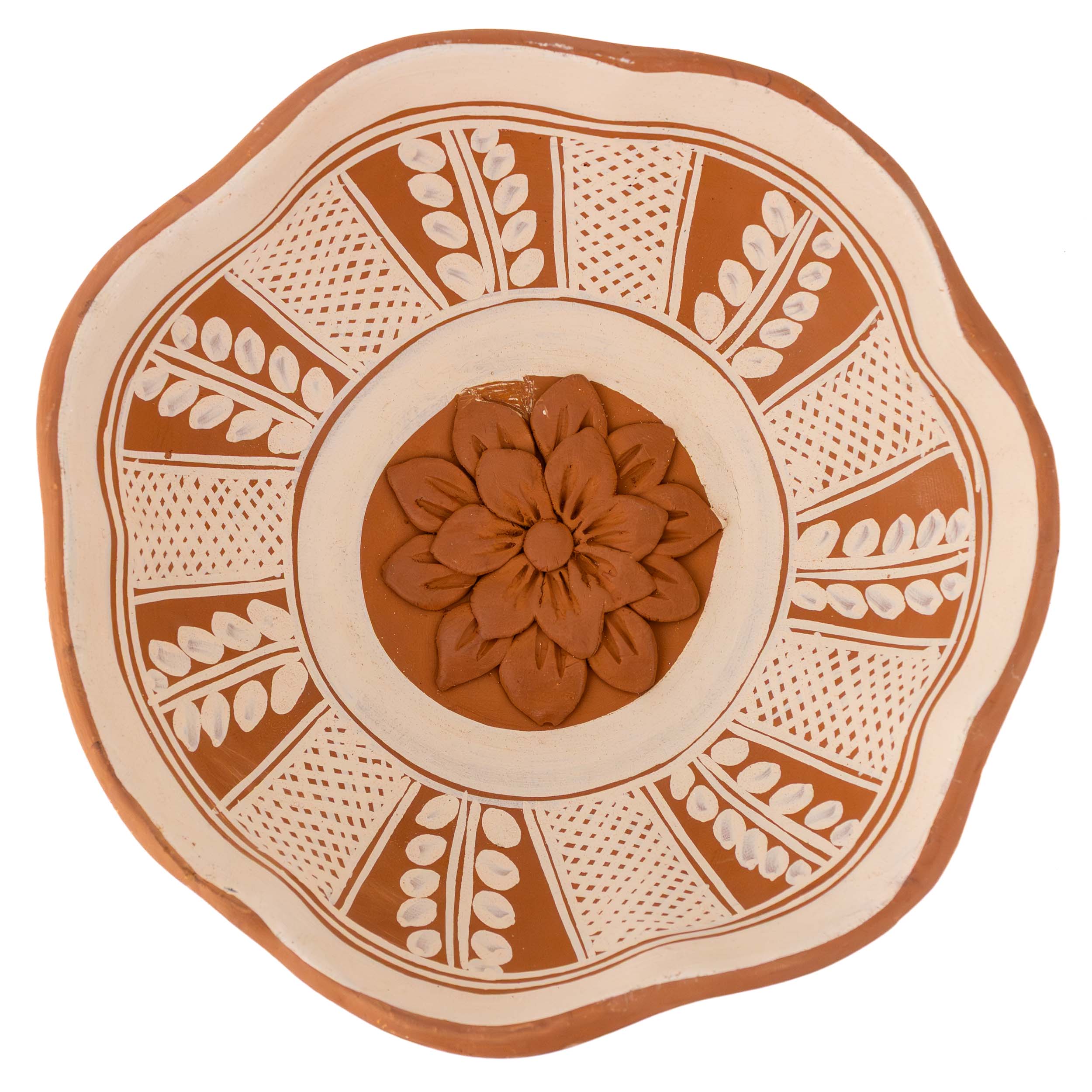 Patamban Hand-Painted Floral  and Animals Clay Fruit Bowl
