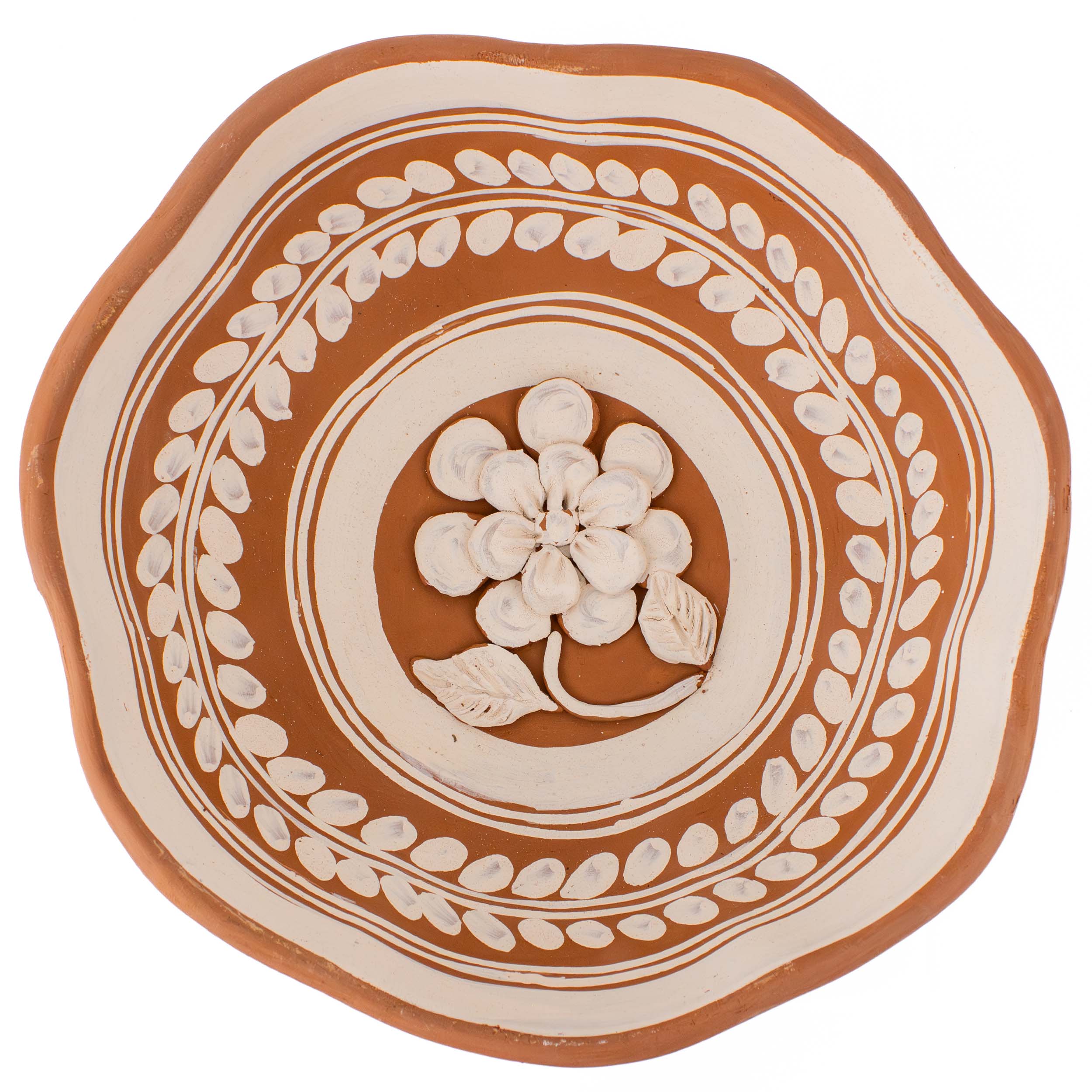 Patamban Hand-Painted Floral  and Animals Clay Fruit Bowl
