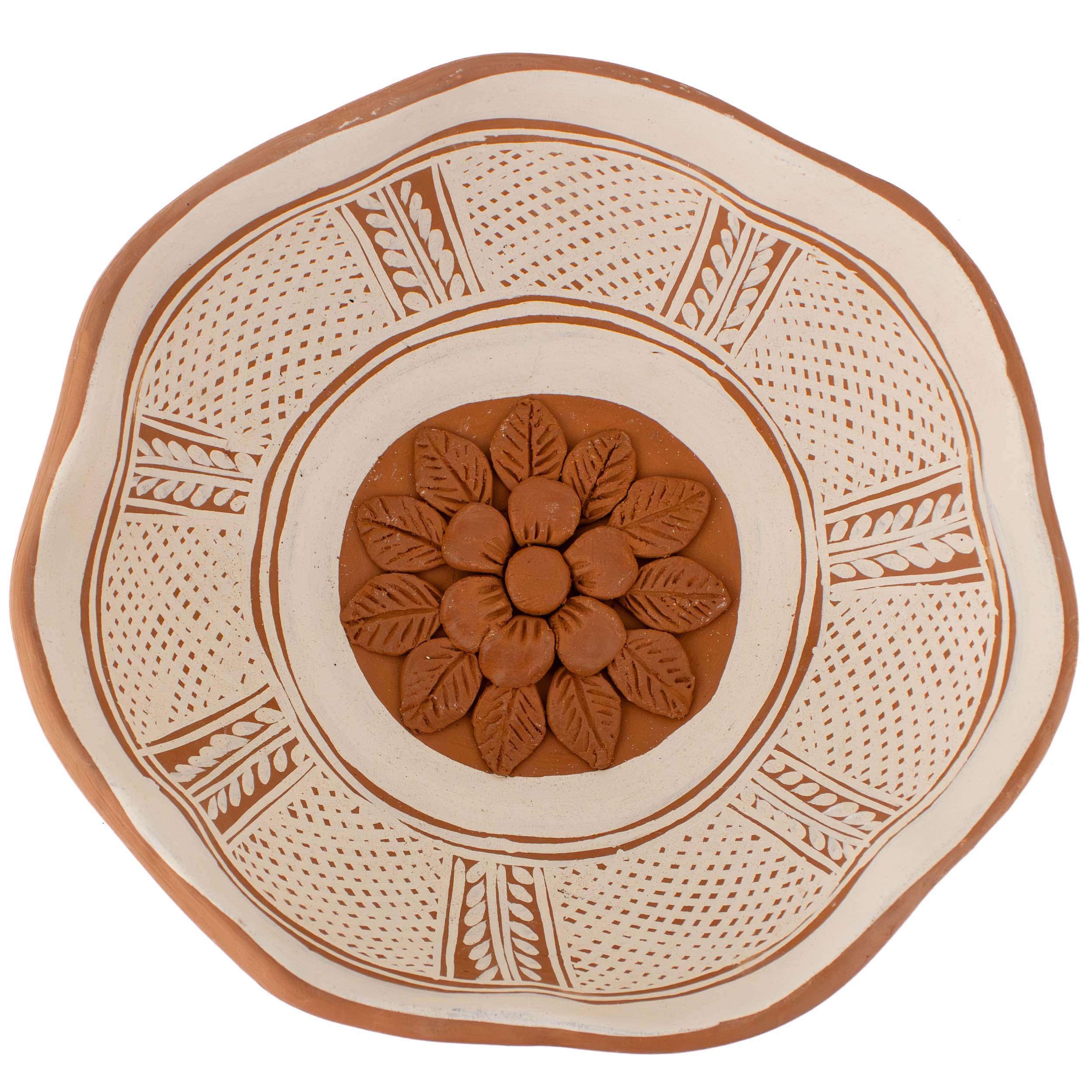 Patamban Hand-Painted Floral  and Animals Clay Fruit Bowl