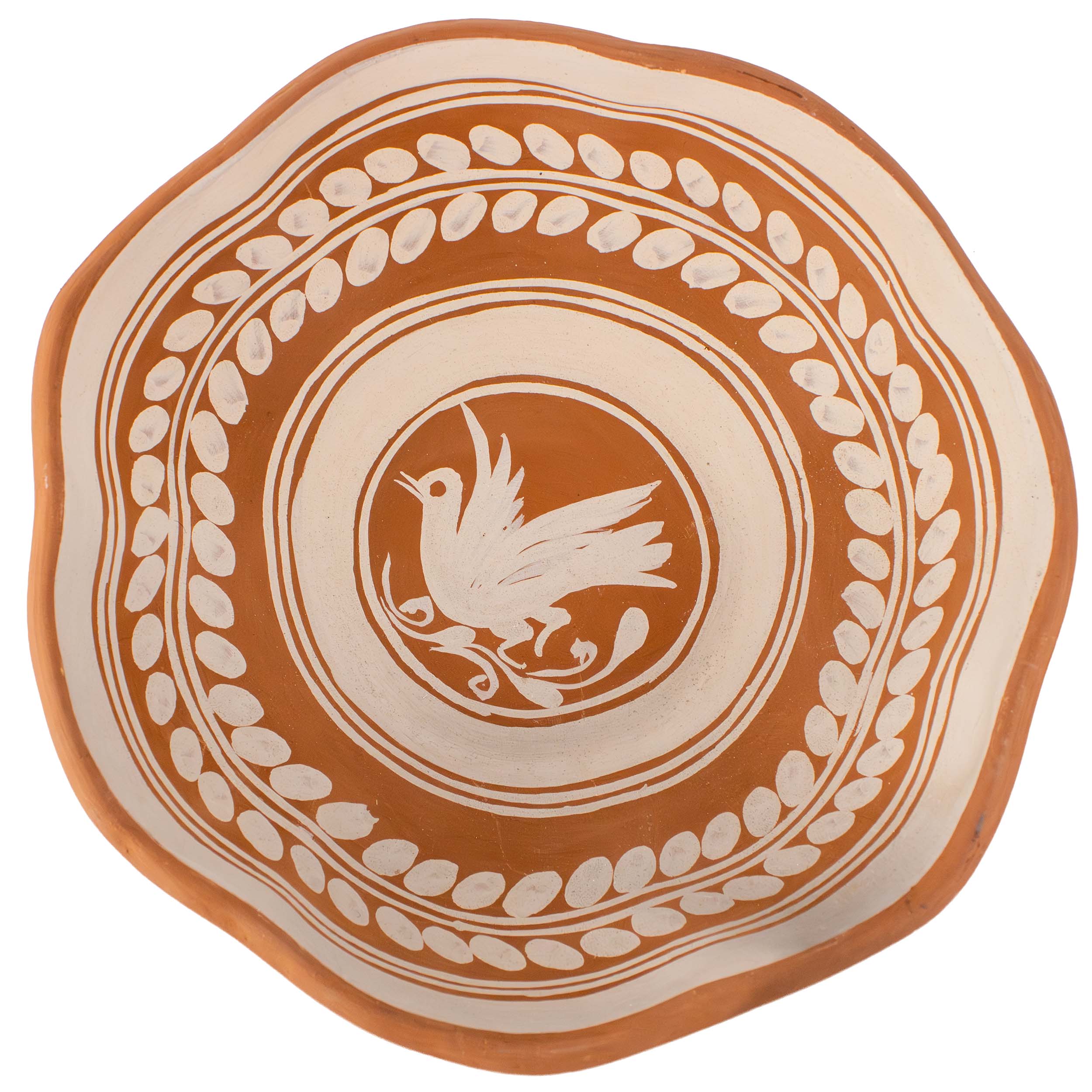 Patamban Hand-Painted Floral  and Animals Clay Fruit Bowl