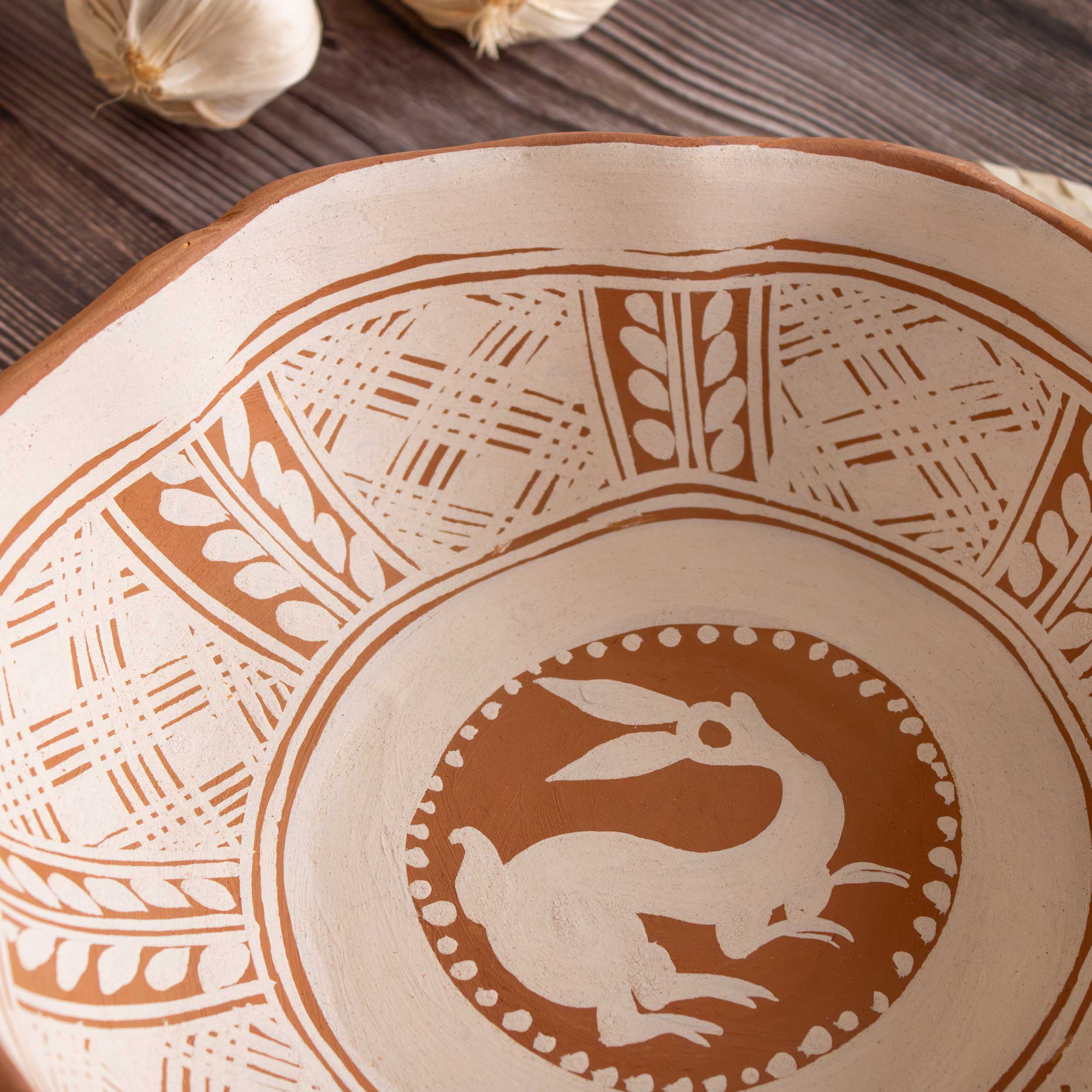 Patamban Hand-Painted Floral  and Animals Clay Fruit Bowl