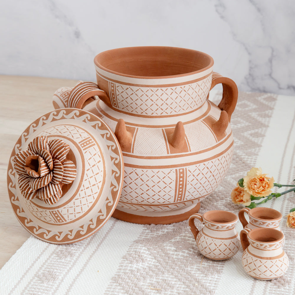 Patamban Ponchera, Vase with Mini Mug