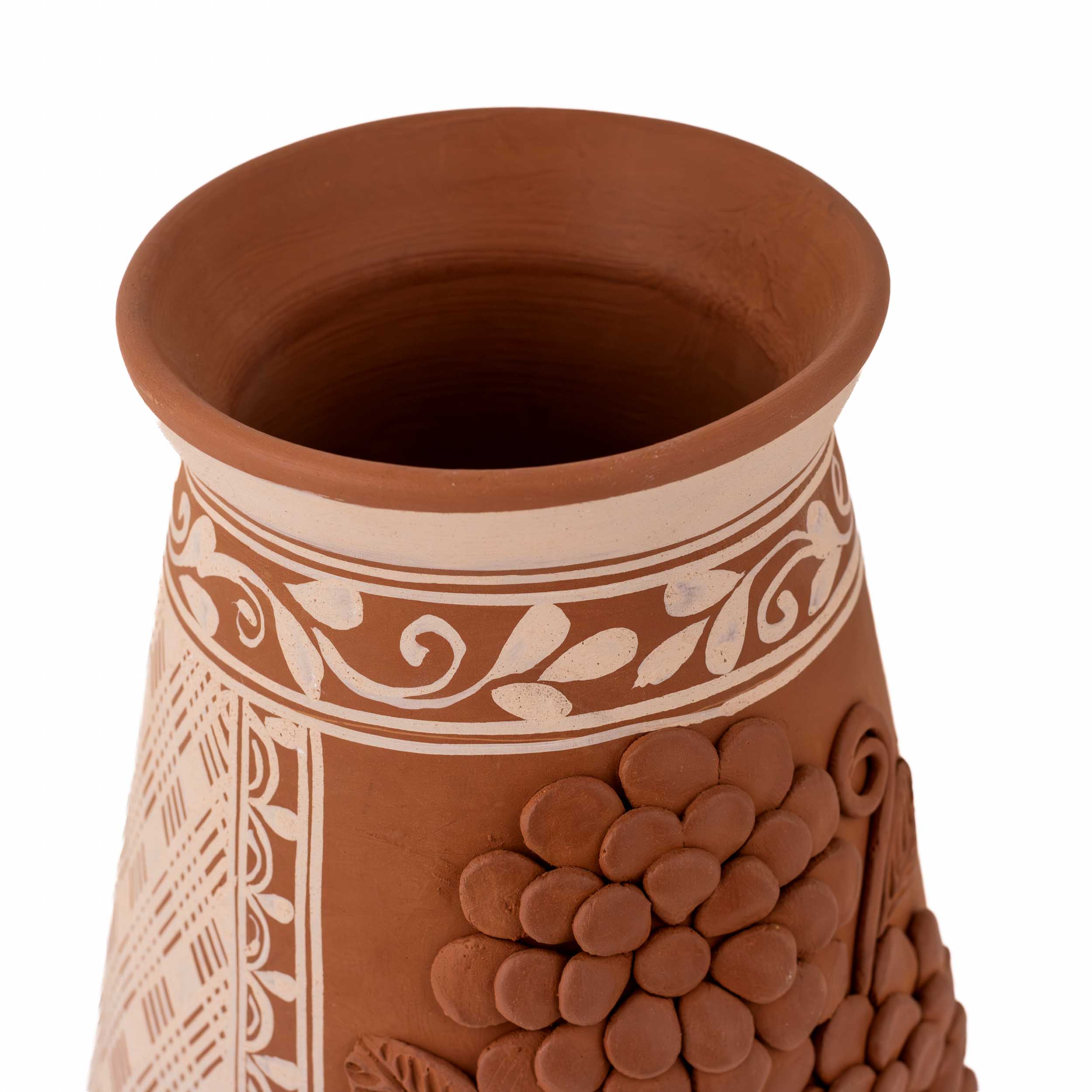 Patamban Tall Vase with Sculpted Flowers