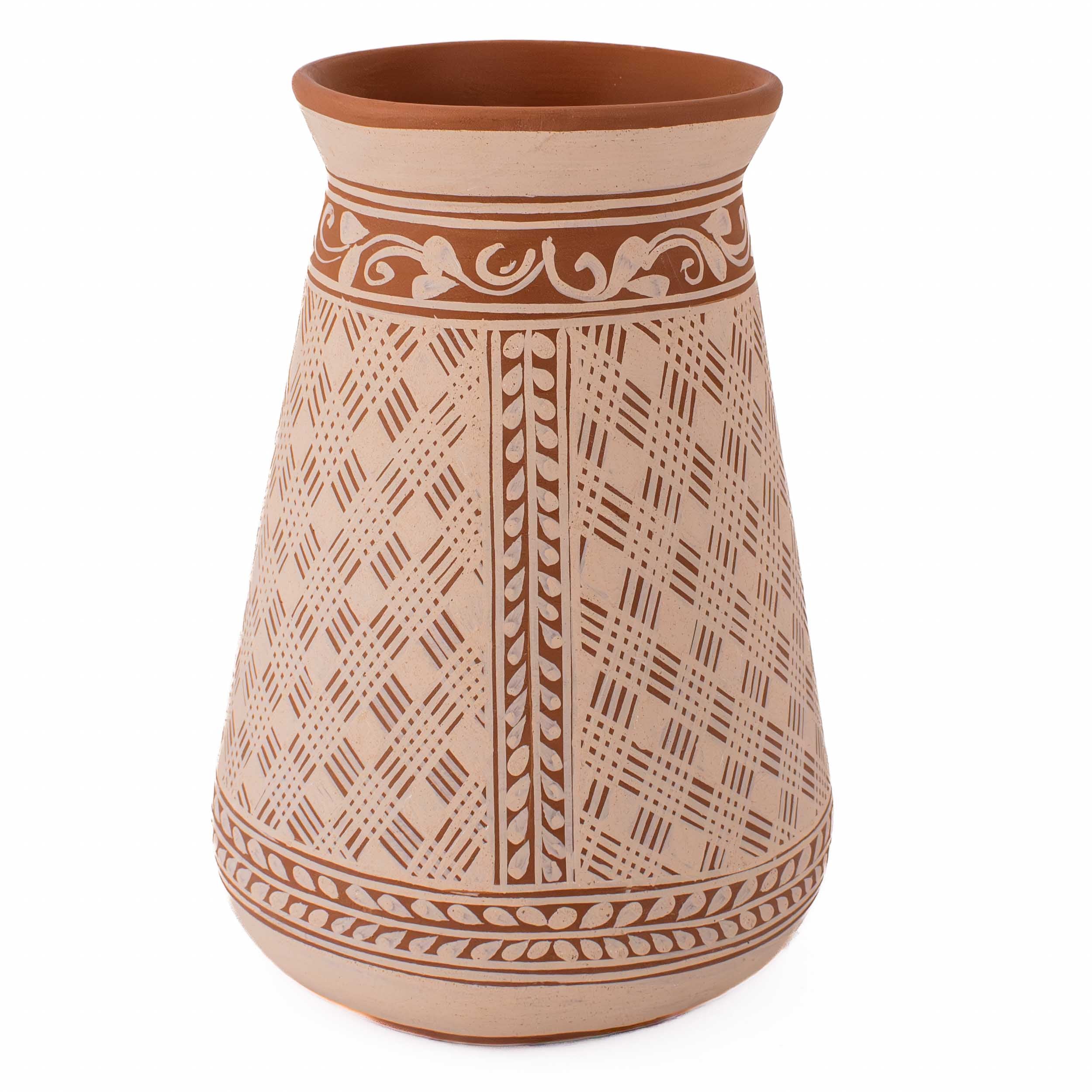 Patamban Tall Vase with Sculpted Flowers