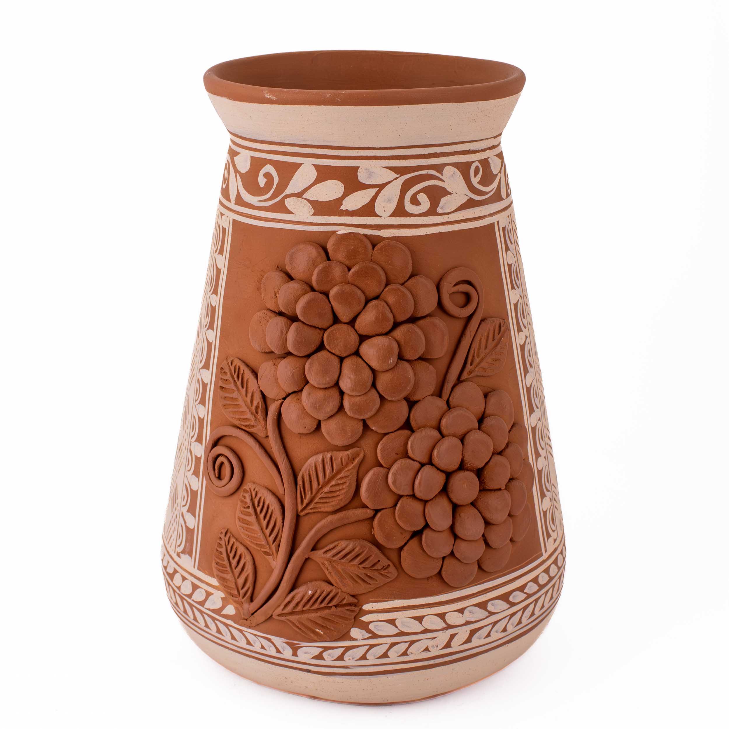Patamban Tall Vase with Sculpted Flowers