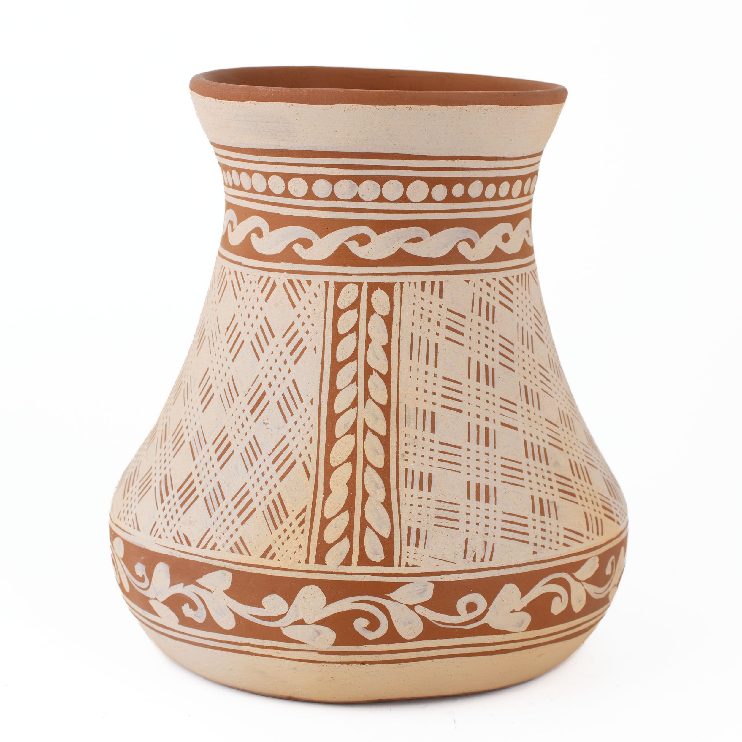 Patamban Short Vase with Sculpted Flowers