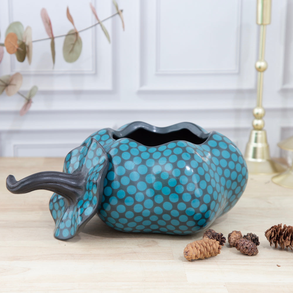 Zinepécuaro Colored Clay Pumpkin with Lid