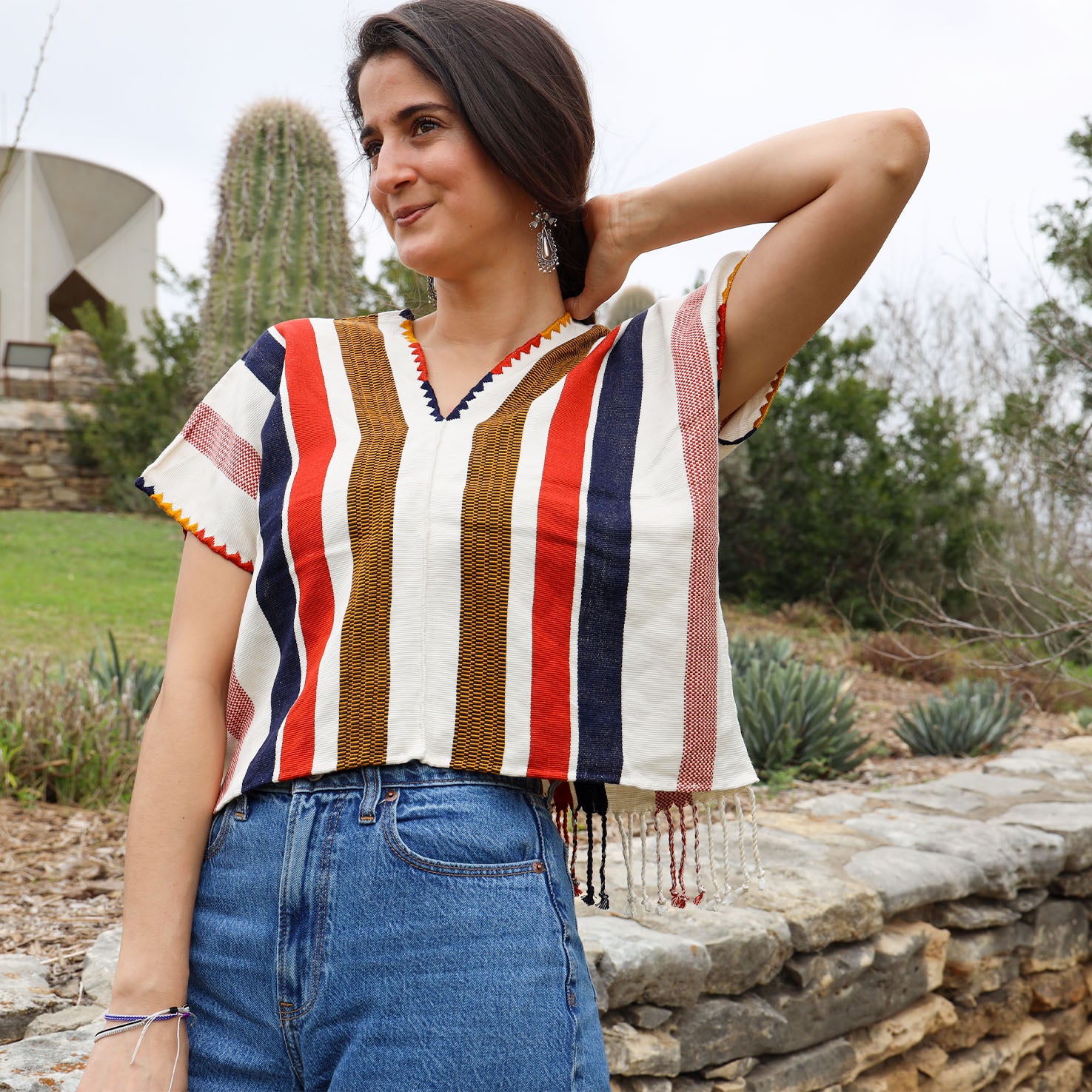 Tassels Cropped Huipil Blouse