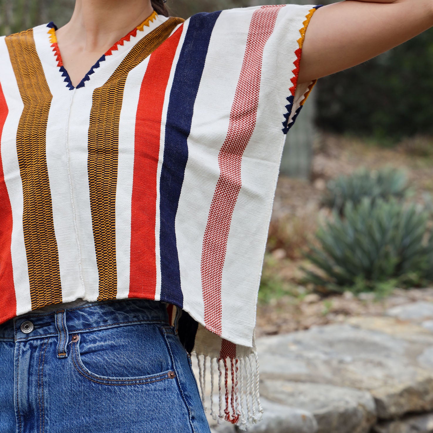 Tassels Cropped Huipil Blouse