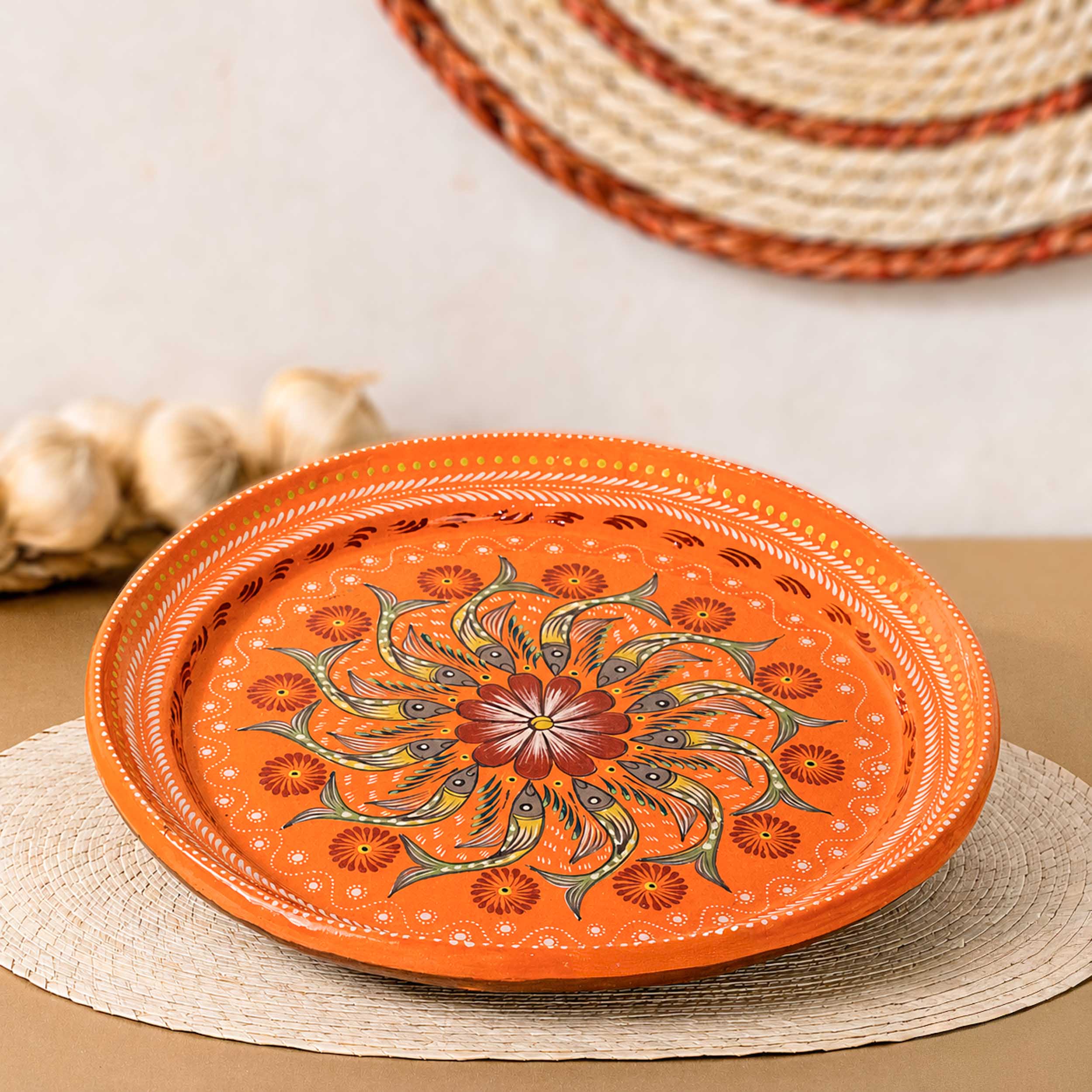Peces de Capula Medium Serving Platter with Mandala
