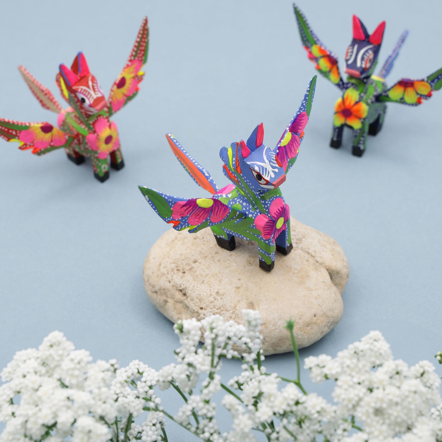 Hand Painted Pegasus Wooden Figurine | Lolo Mexican Mercadito