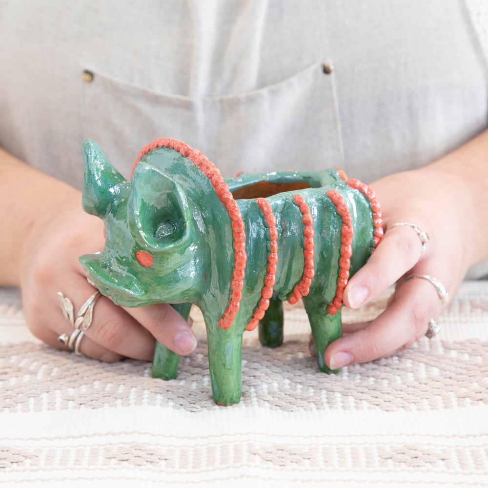 Cochinito Piñalado Decorative Bowl Sculpture