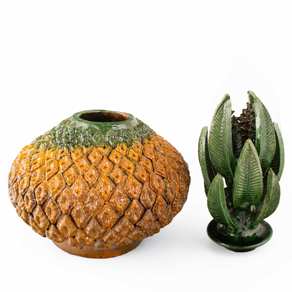 Barro Vidriado Piña Hungara 18'' Decorative Pineapple Sculpture