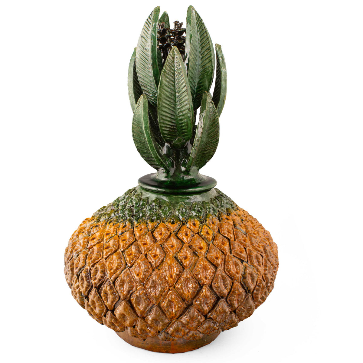 Barro Vidriado Piña Hungara 18'' Decorative Pineapple Sculpture