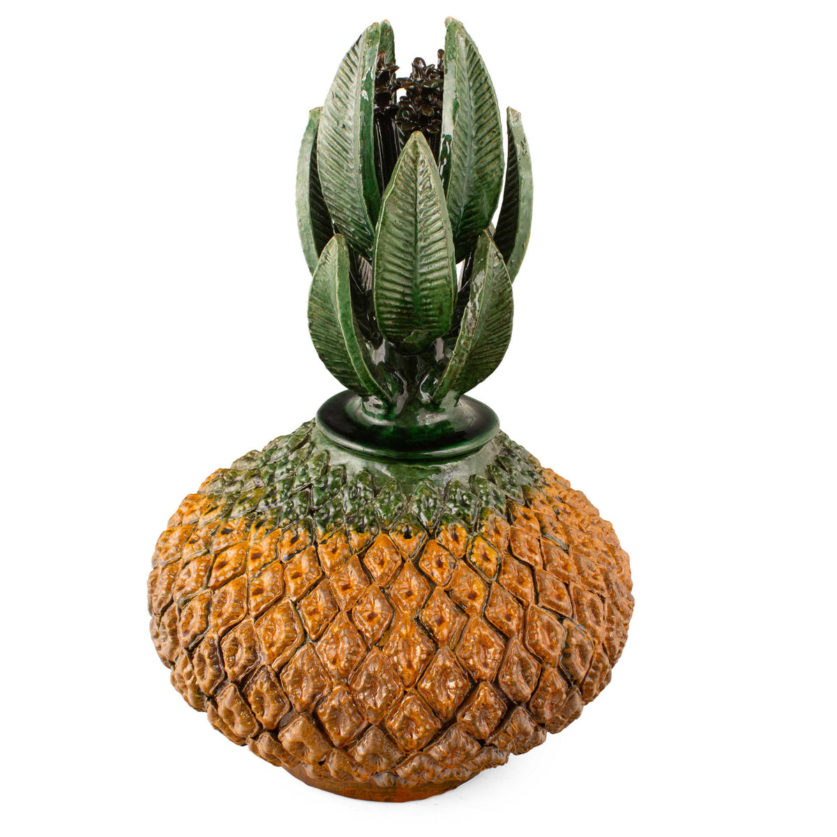 Barro Vidriado Piña Hungara 18'' Decorative Pineapple Sculpture