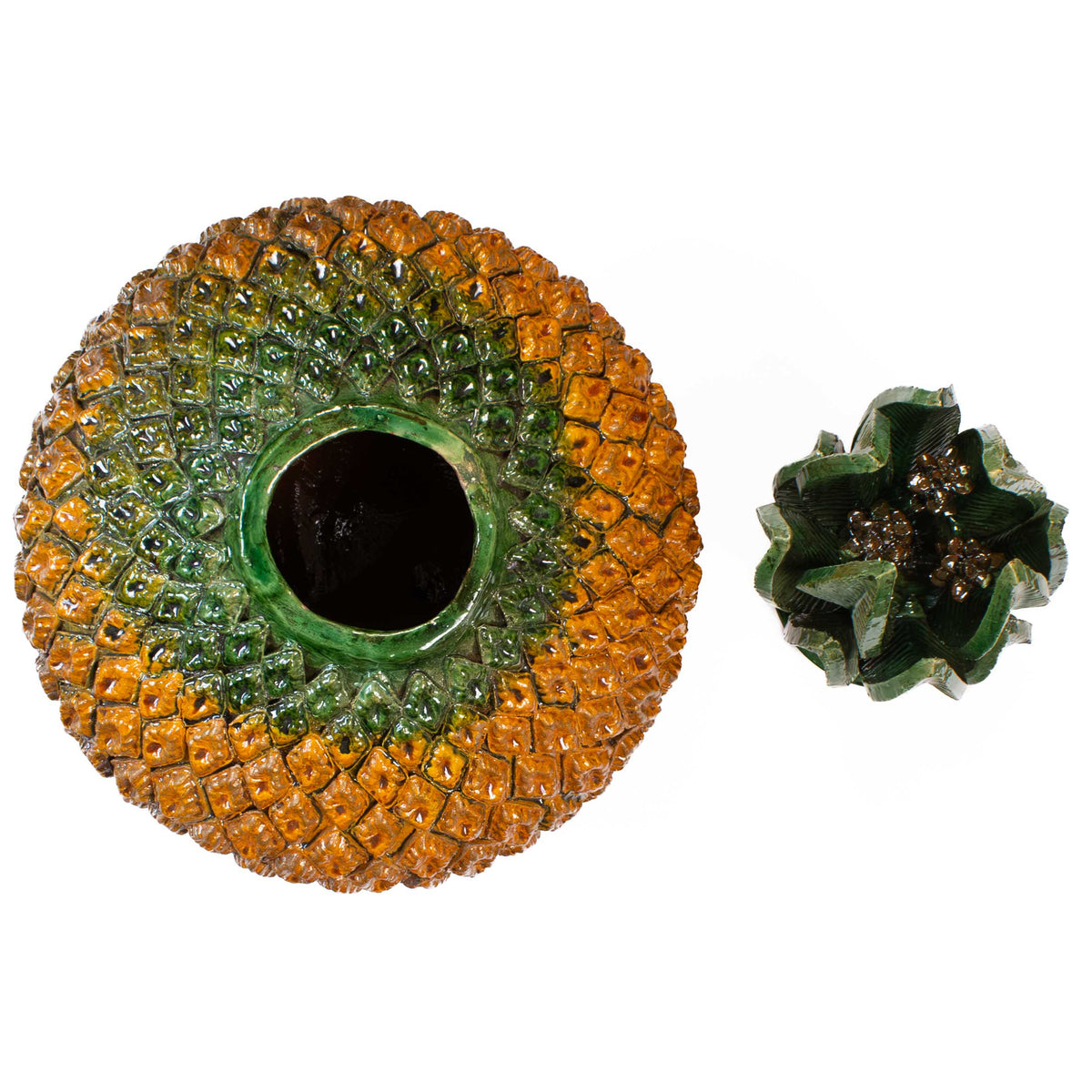 Barro Vidriado Piña Hungara 18'' Decorative Pineapple Sculpture