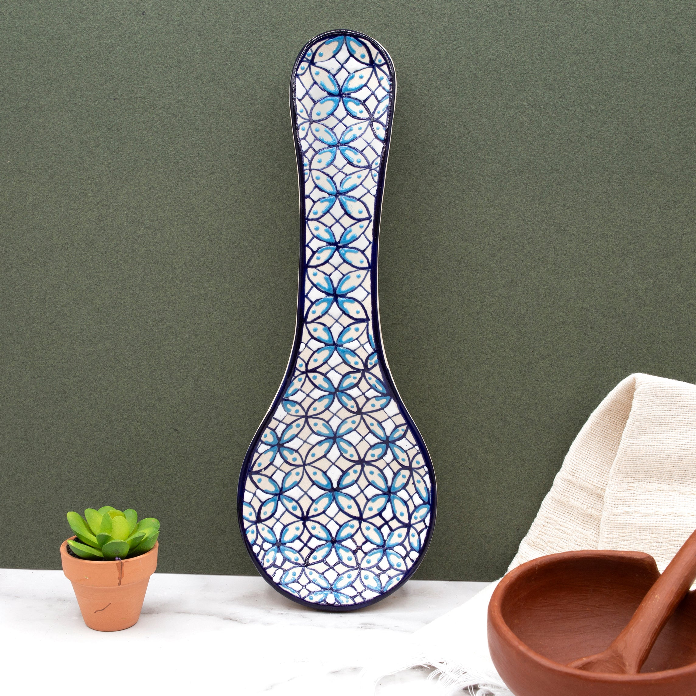 Coyoacán Hand-Painted Ceramic Spoon Rest