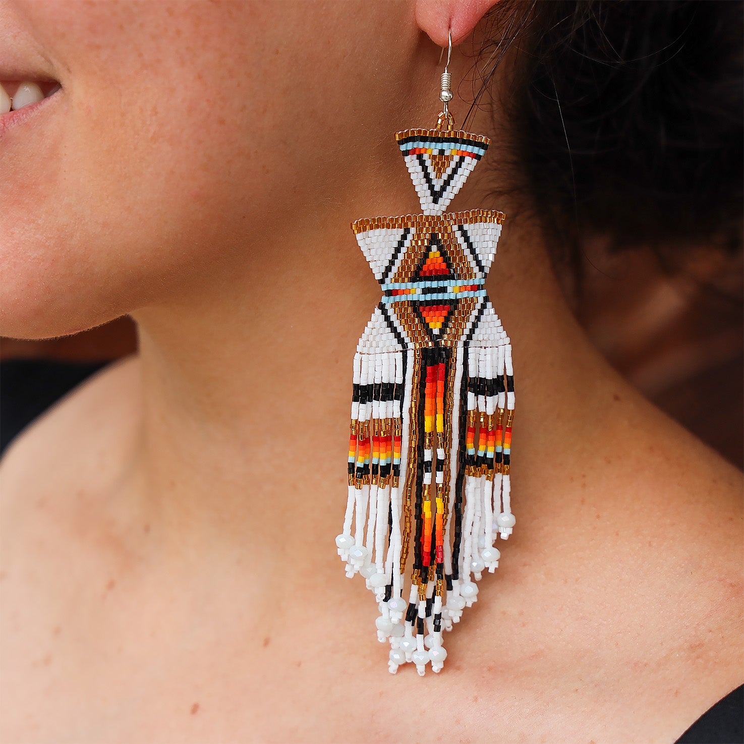 Näbia Wixárika Beaded Statement Earrings