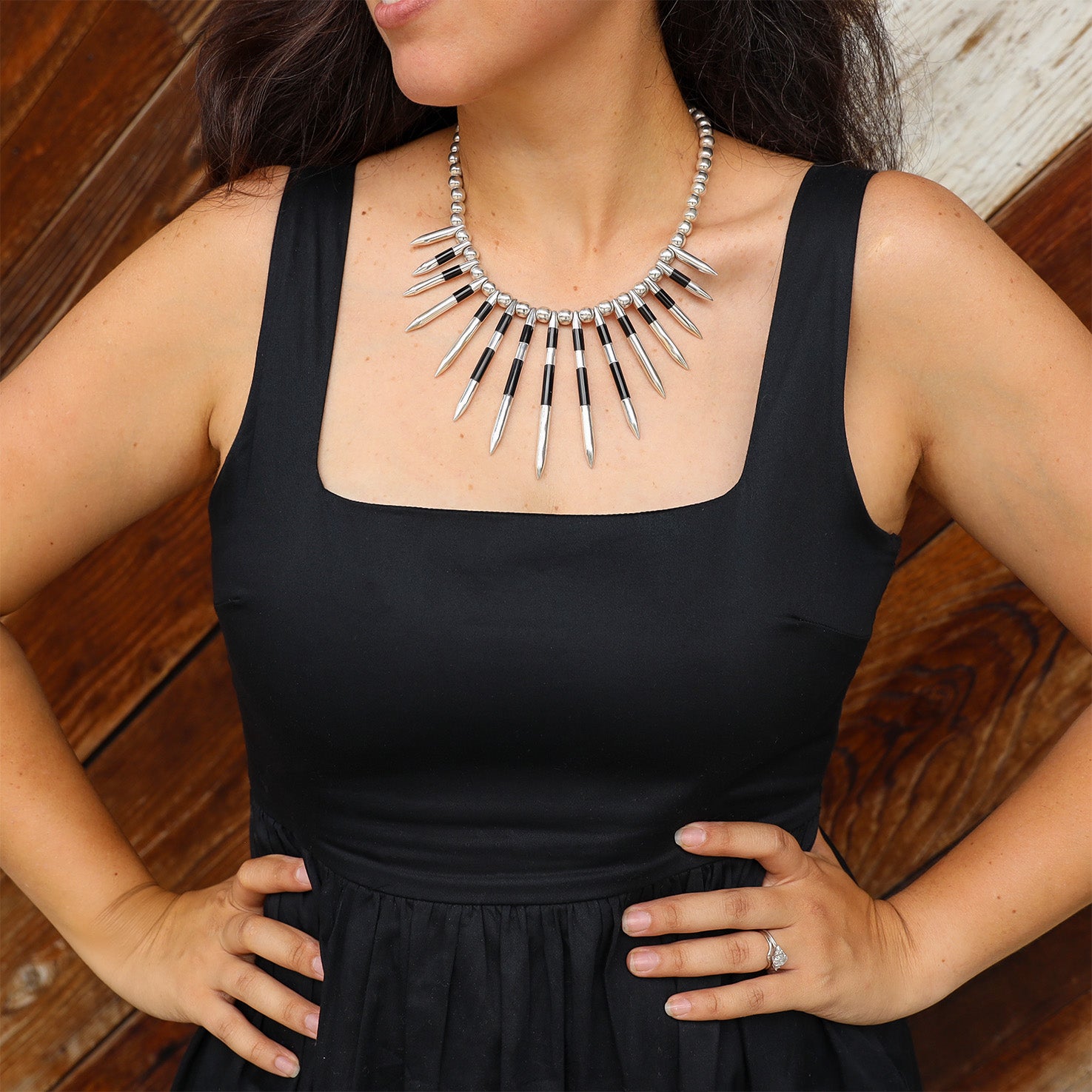 Vintage Sterling Silver Needle Necklace