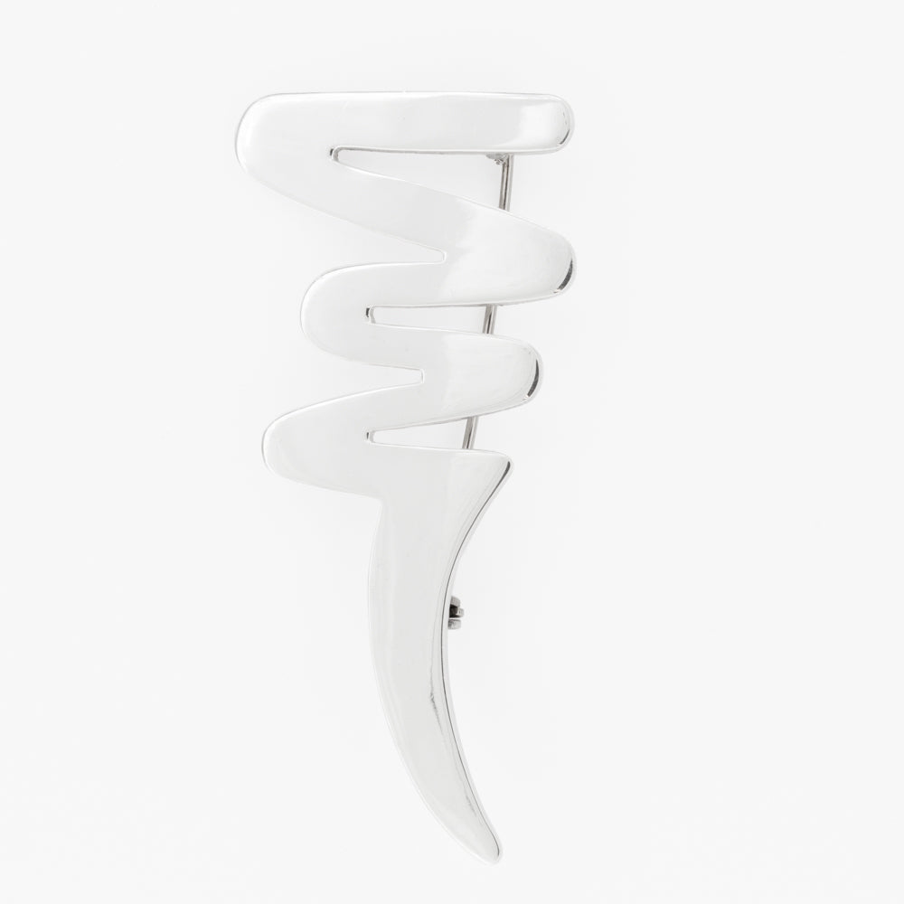 Sterling Silver Scribble Medium Brooch Pin