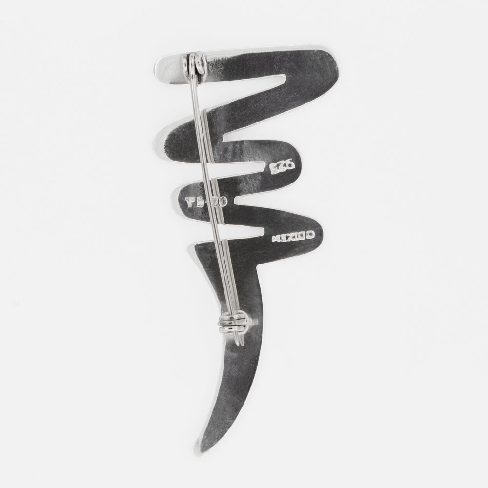 Sterling Silver Scribble Medium Brooch Pin