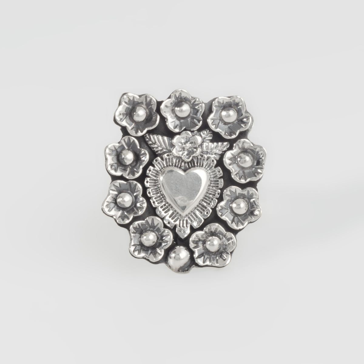 Sterling Silver Corazón Sagrado Garden Ring