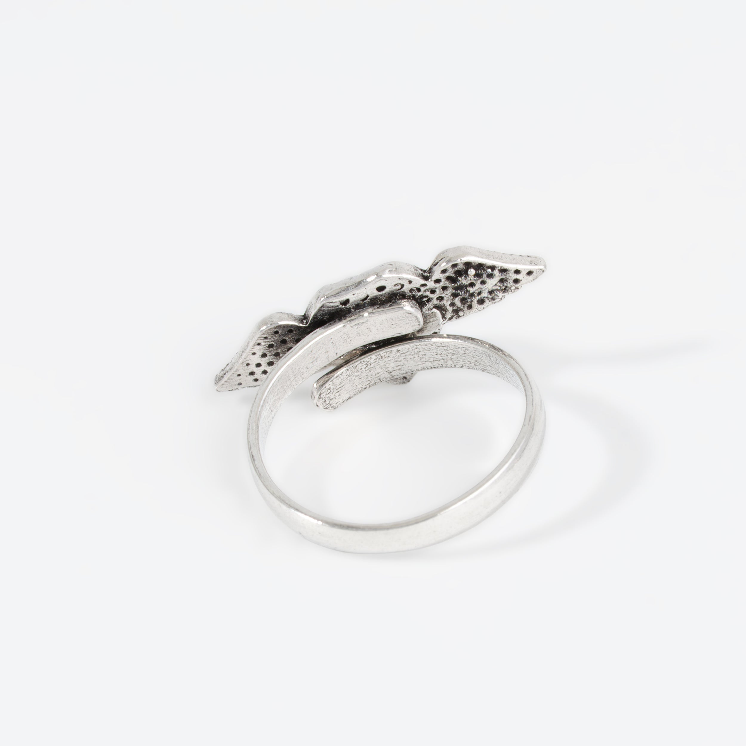 Sterling Silver Heart with Angel Wings Ring