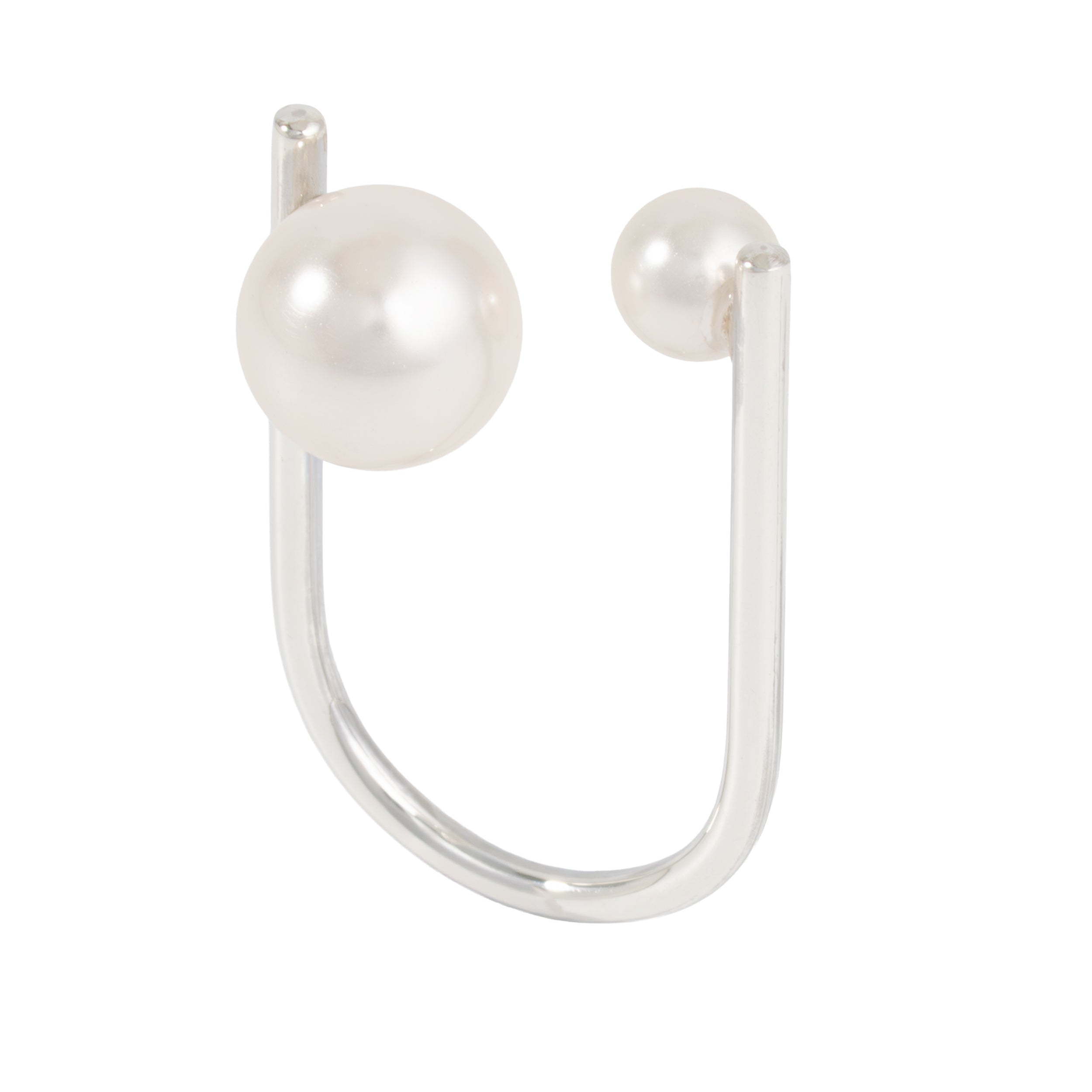 Sterling Silver Faux Pearl Modernist Ring