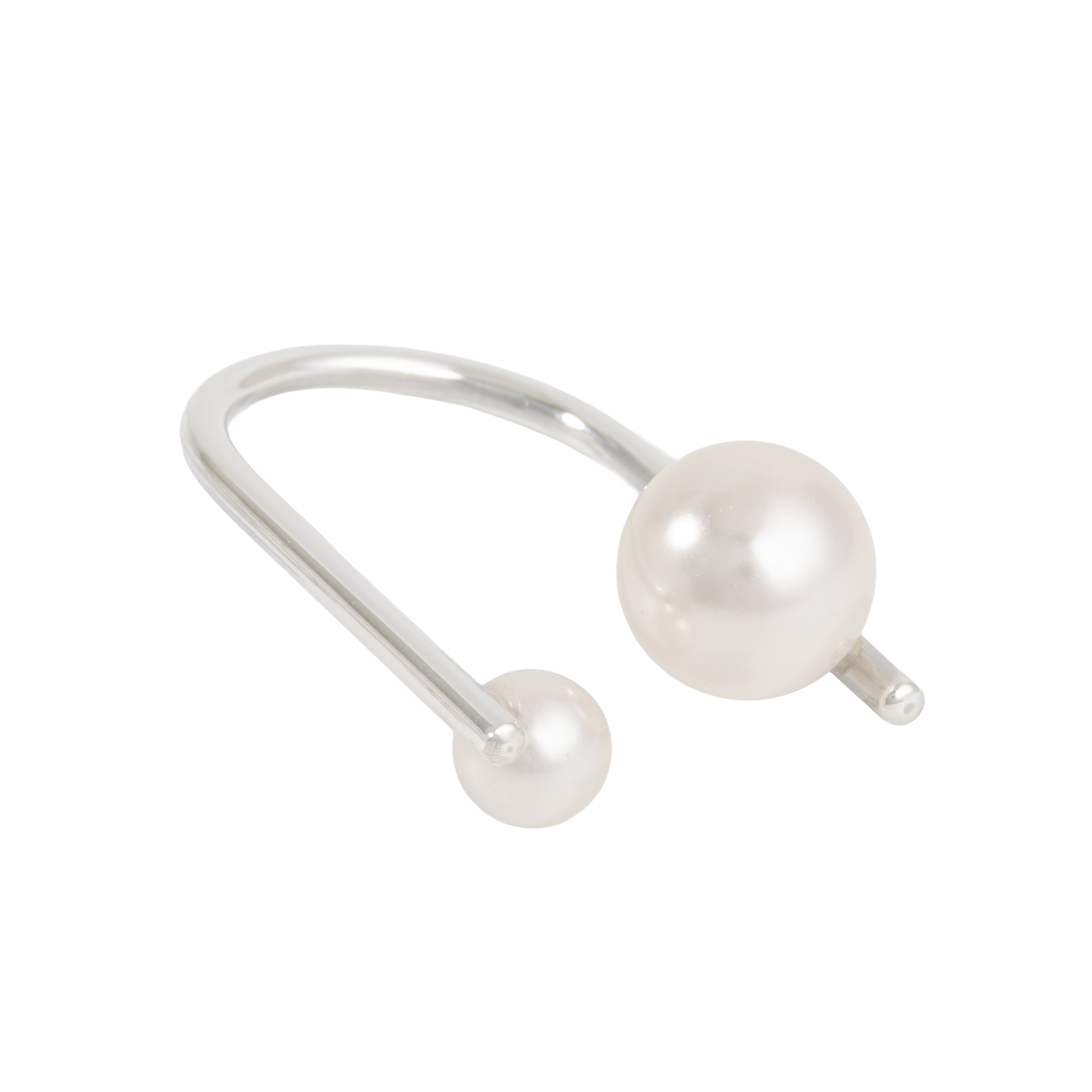 Sterling Silver Faux Pearl Modernist Ring