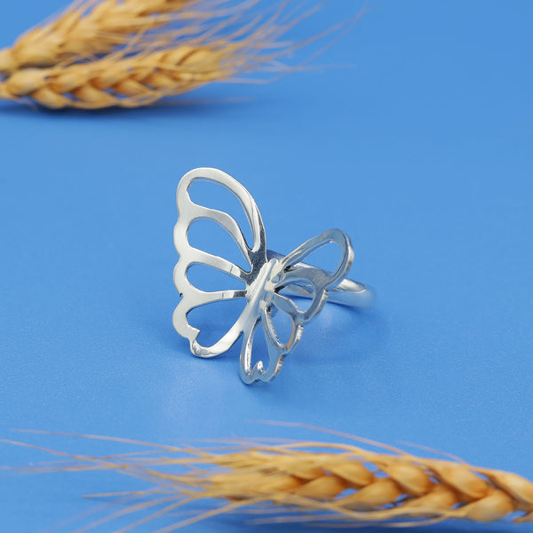 Sterling Silver Adjustable Open Butterfly Ring
