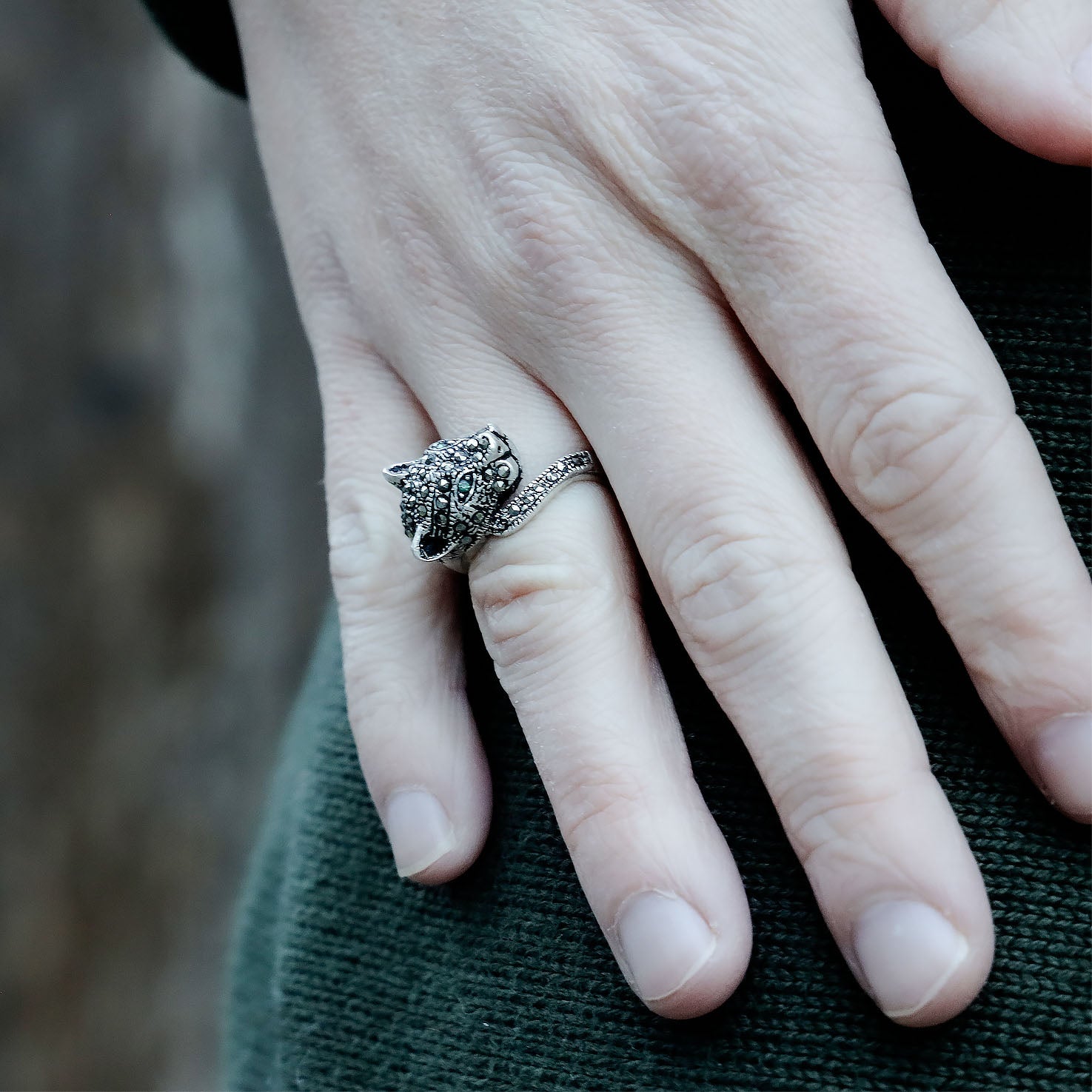 Sterling Silver Marcasite Jaguar Ring