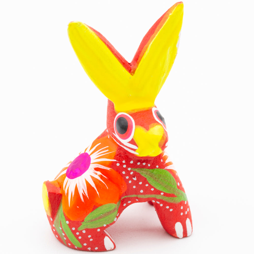 Hand Painted Sitting Rabbit Wooden Figurine