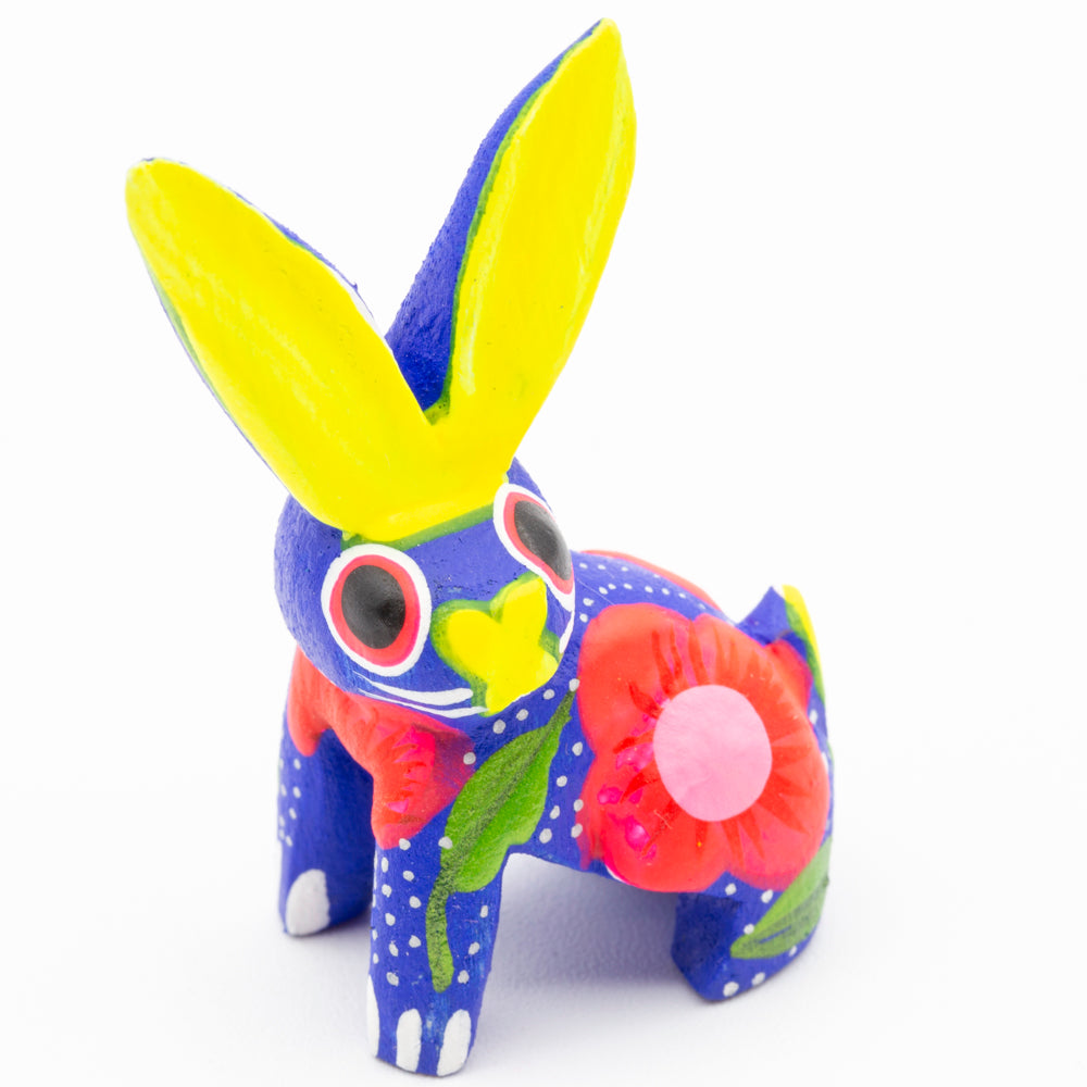 Hand Painted Sitting Rabbit Wooden Figurine