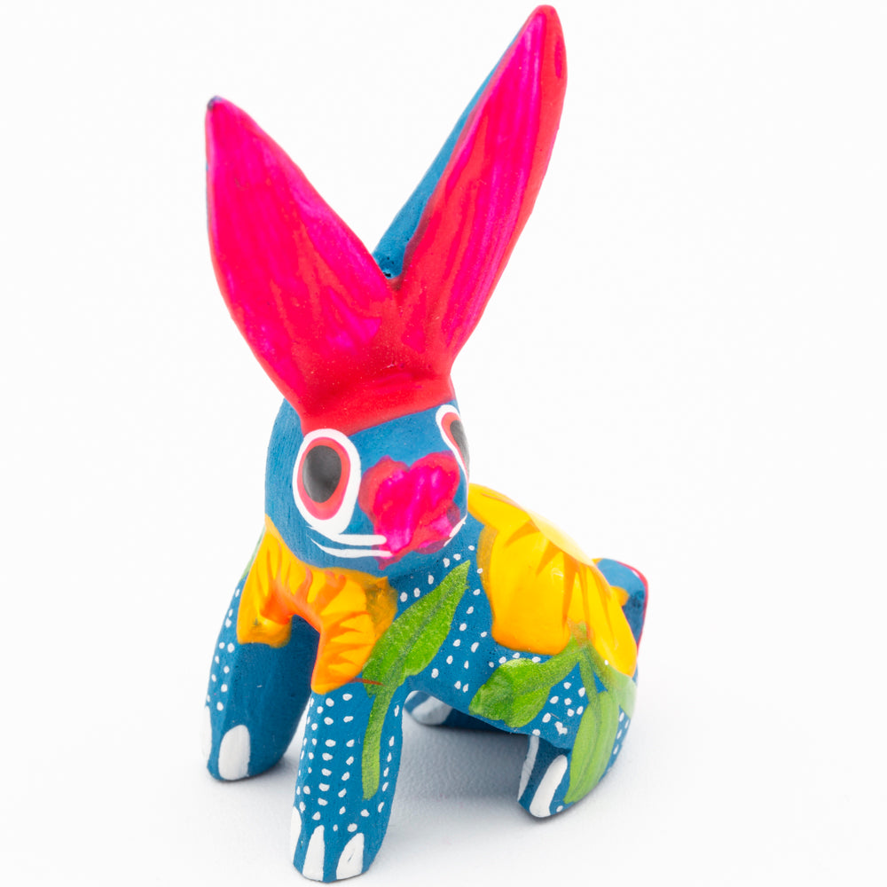 Hand Painted Sitting Rabbit Wooden Figurine