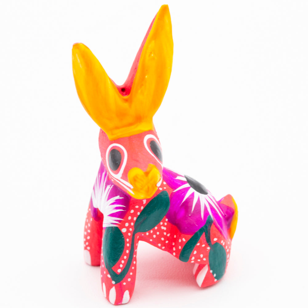 Hand Painted Sitting Rabbit Wooden Figurine