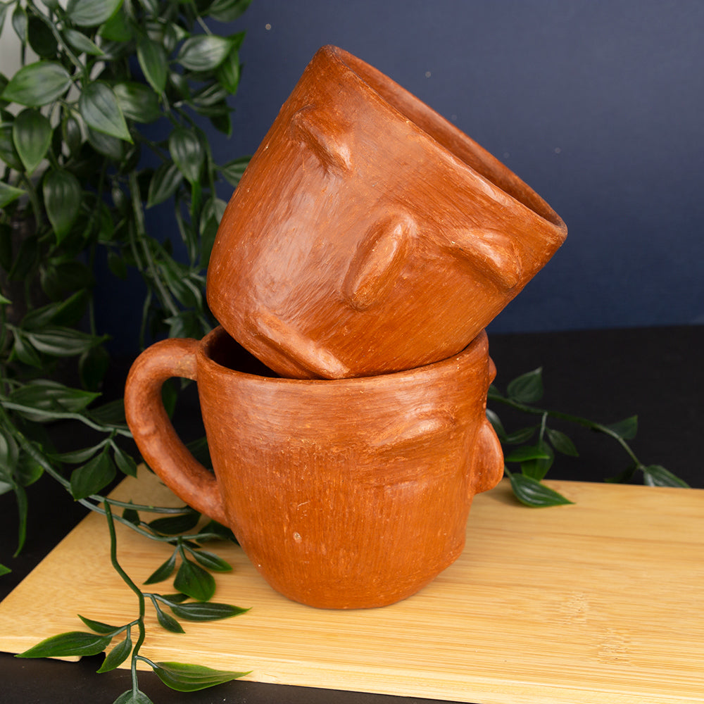 Red Clay Terracotta Face Mug