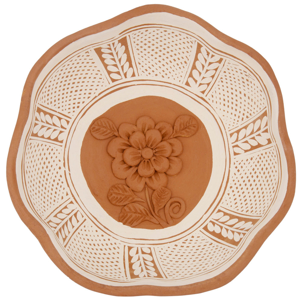 Patamban Hand-Painted Floral Clay Fruit Bowl
