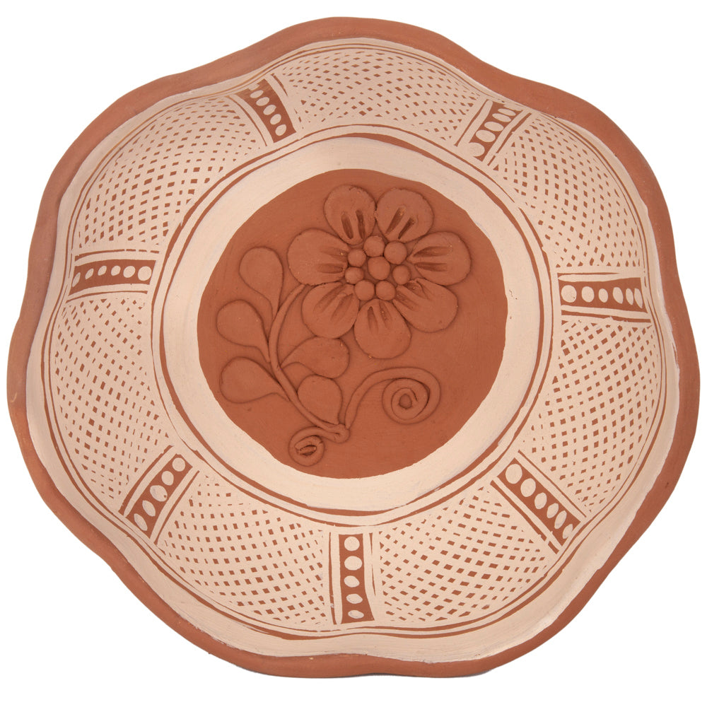 Patamban Hand-Painted Floral Clay Fruit Bowl