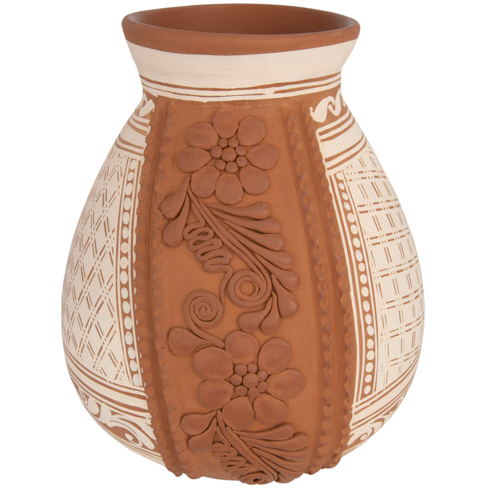Patamban Teardrop Vase with Sculpted Flowers