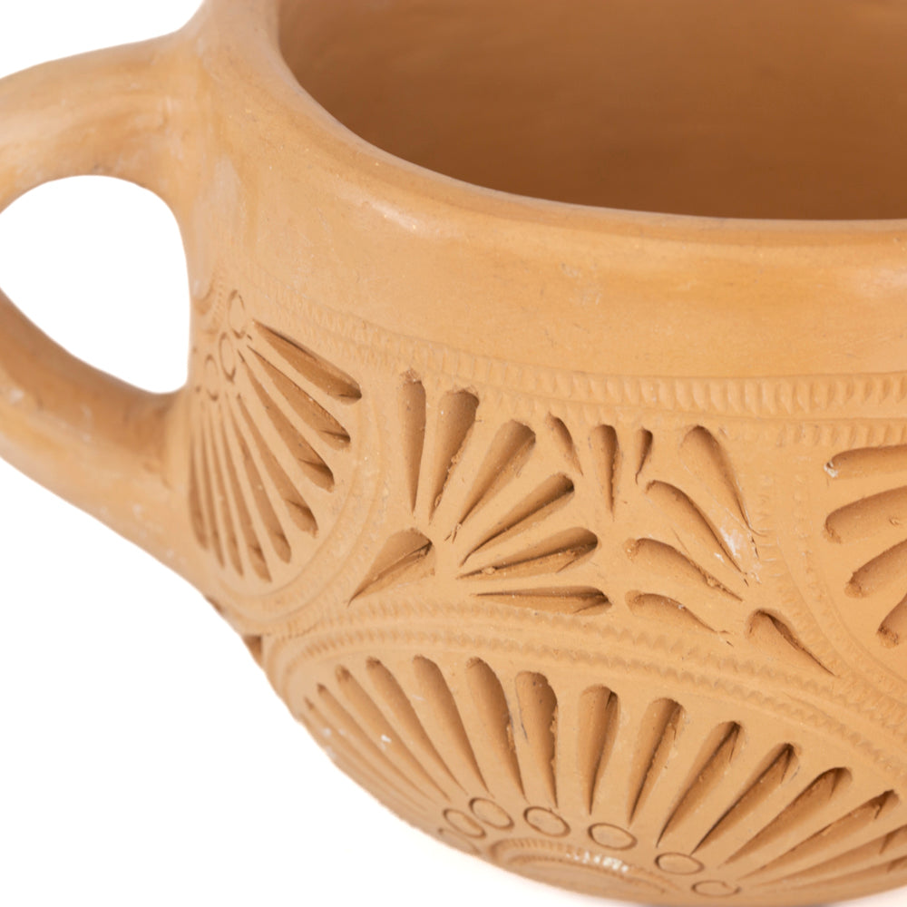 Natural Clay Carved Mug
