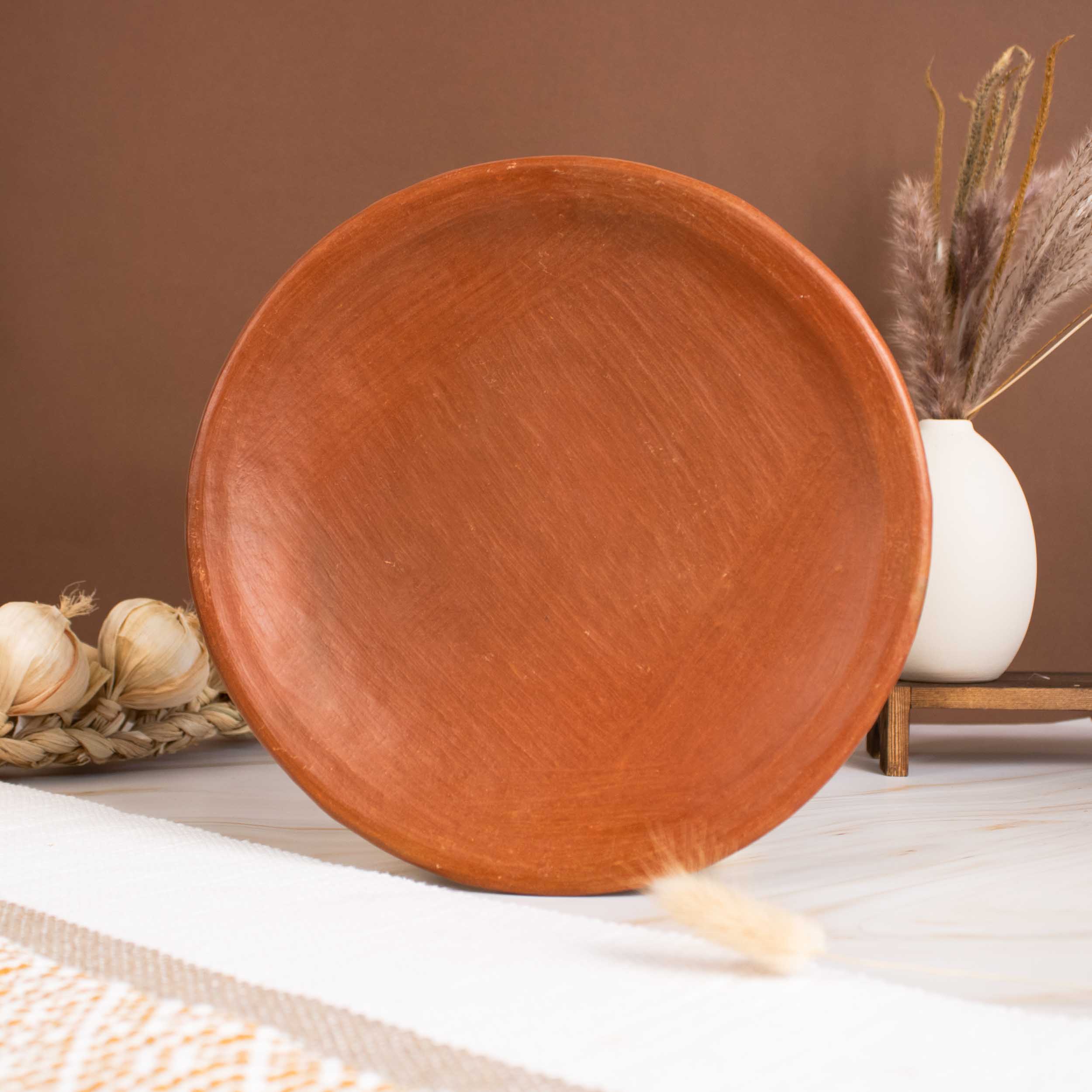 Red Clay Terracotta Salad Plate with Base