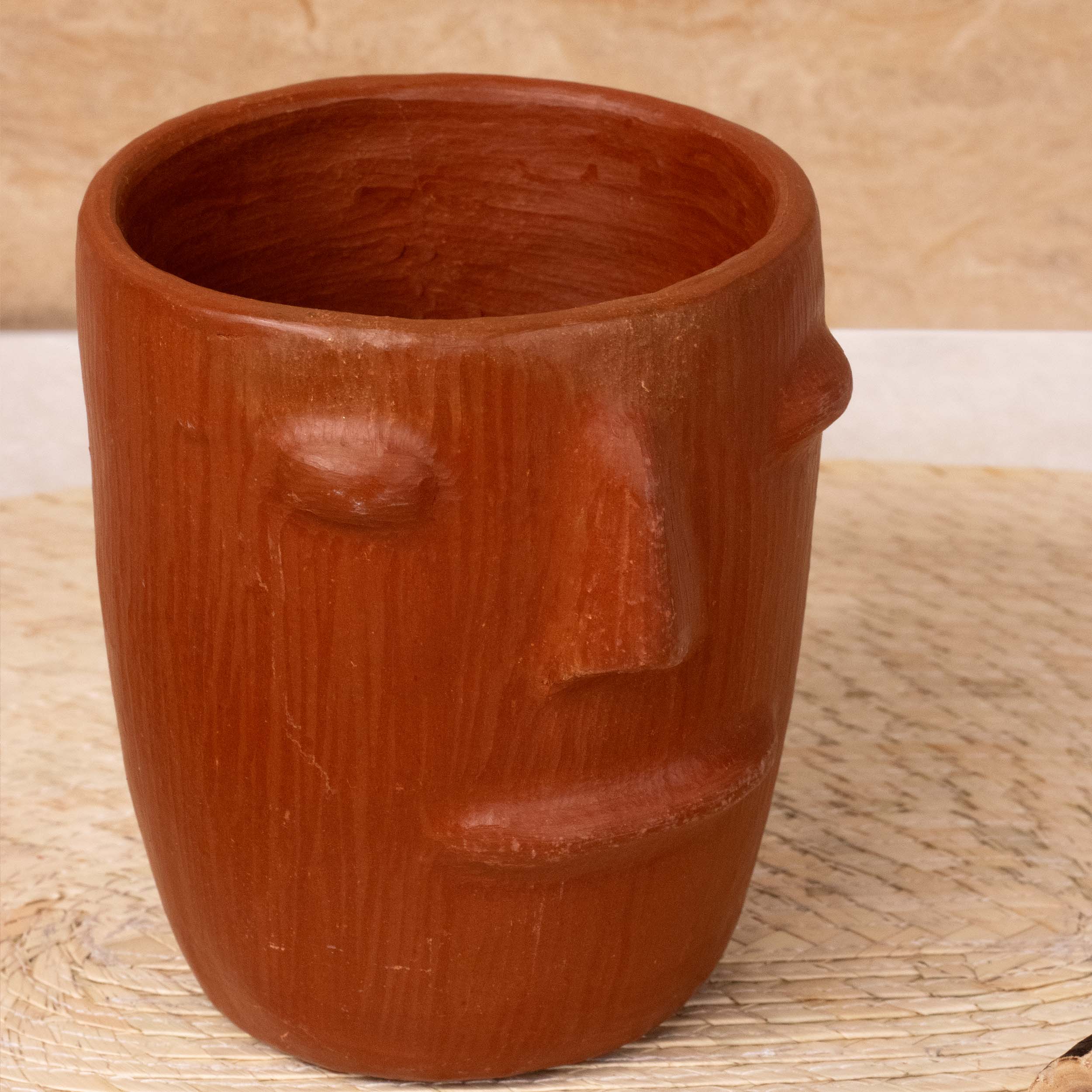 Red Clay Terracotta Face Mug