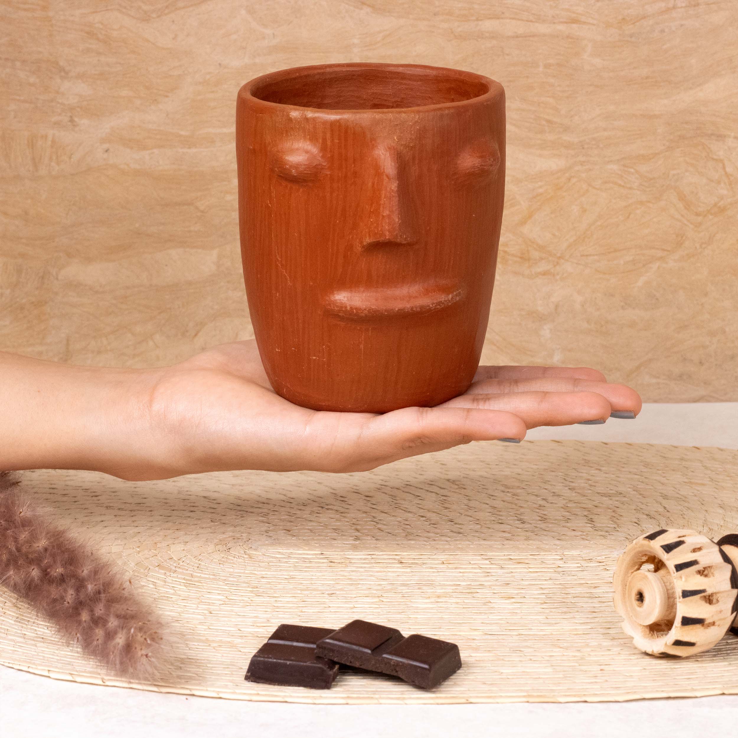 Red Clay Terracotta Face Mug