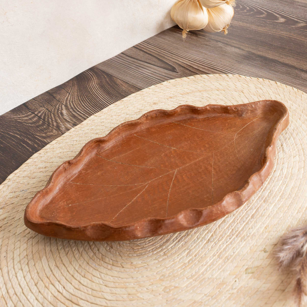 Red Clay Terracotta Leaf Plate