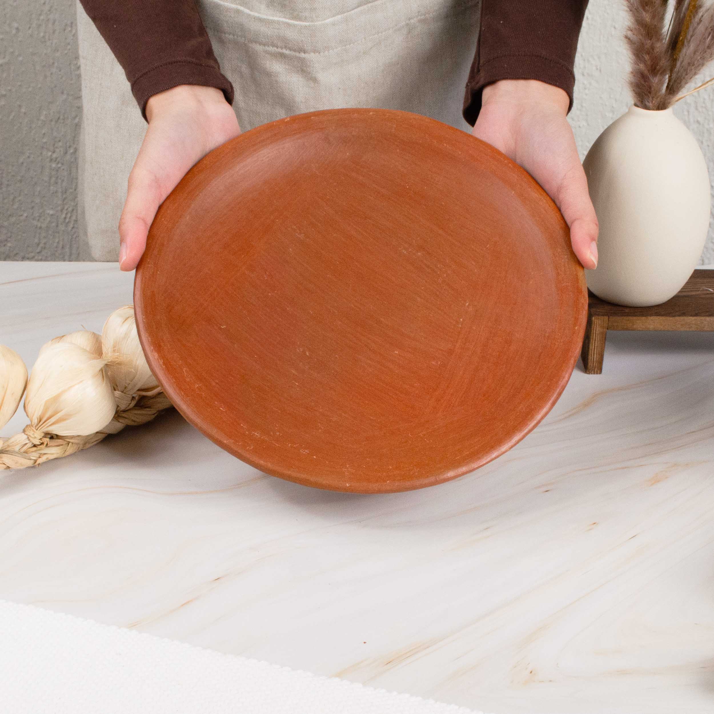 Red Clay Terracotta Salad Plate with Base